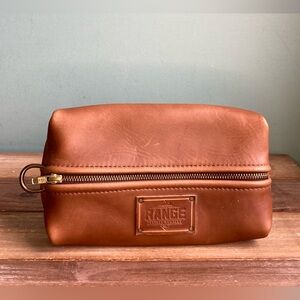 Range Leather Full Grain Leather Travel Bag Dopp Kit Zip Bag